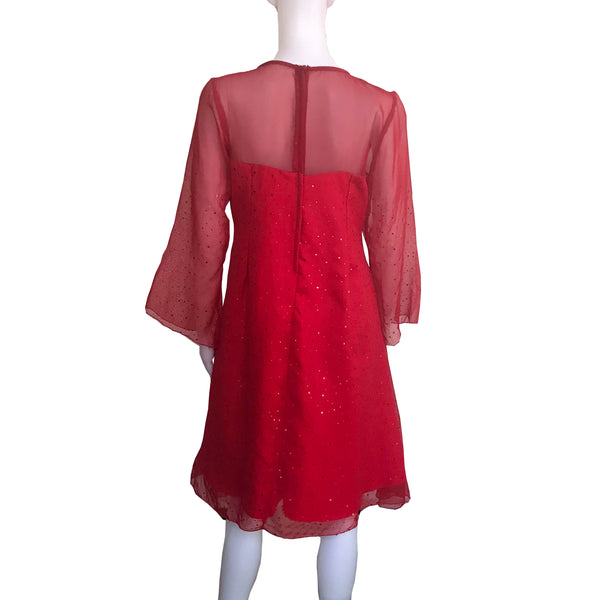 Vintage 1960s Handmade Red Cocktail Dress