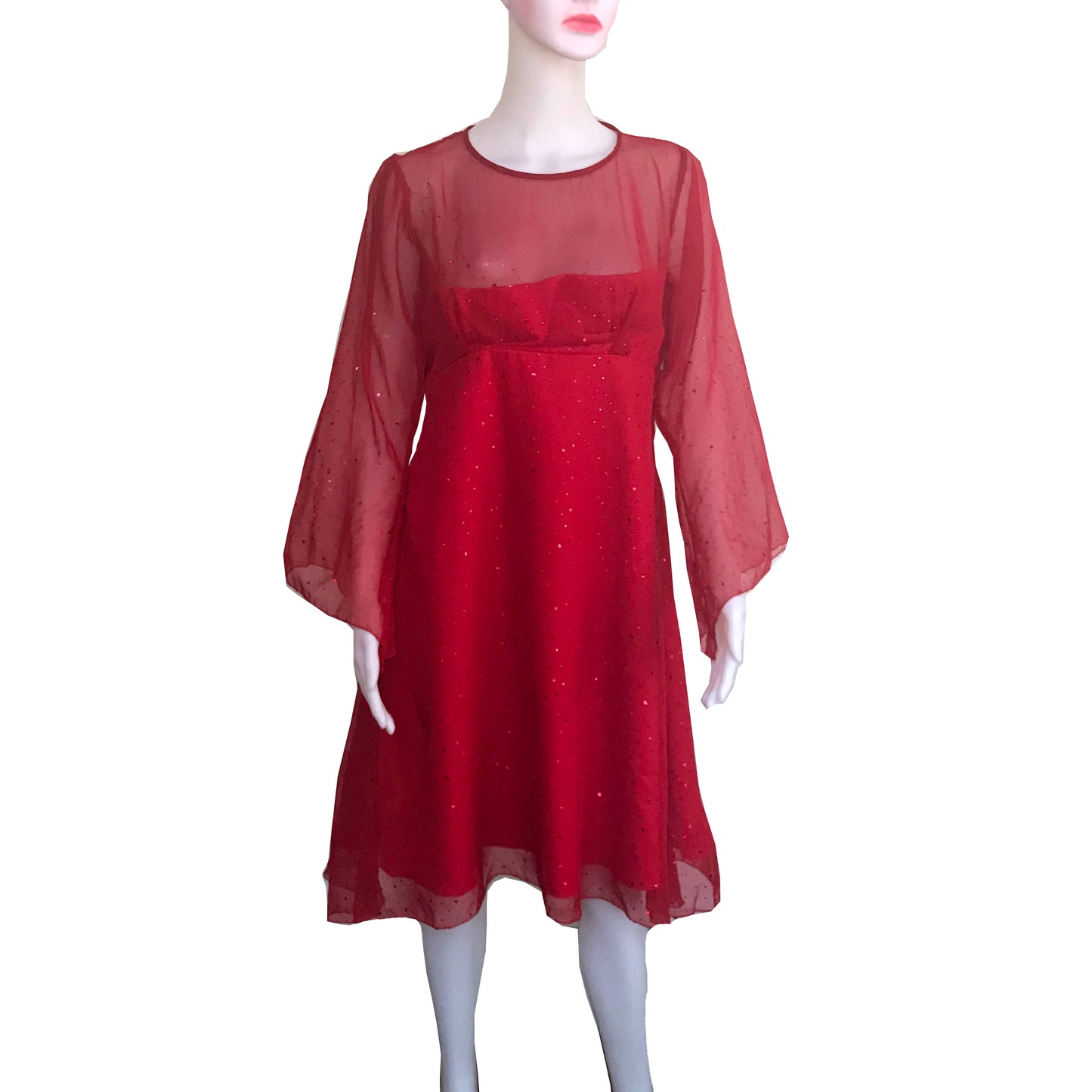 Vintage 1960s Handmade Red Cocktail Dress