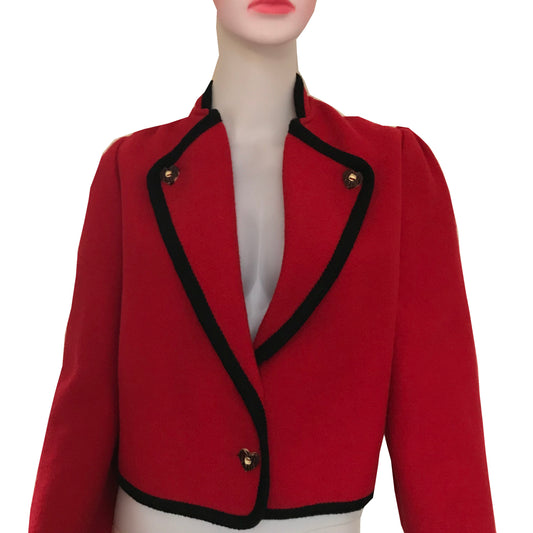 Vintage 1960s Alphorn Bavarian Wool Crop Jacket