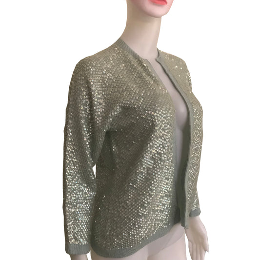 Vintage 1950s Light Blue Sequined Cardigan