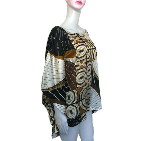 Vintage 1970s Satin Batwing Sleeve Blouse