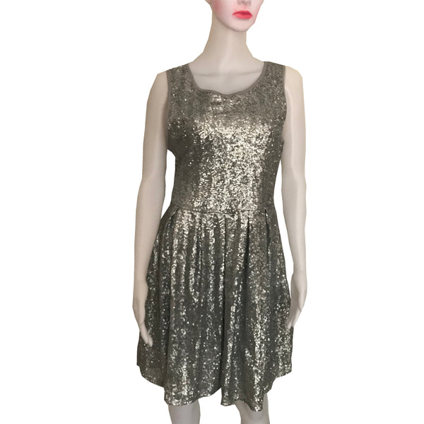 Vintage 1990s Silver Sequined Skater Style Dress
