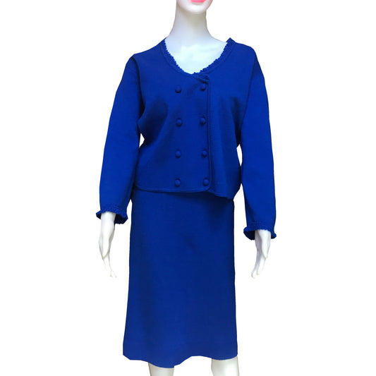 Vintage 1960s Pogue's Cincinnati Blue Knit Suit