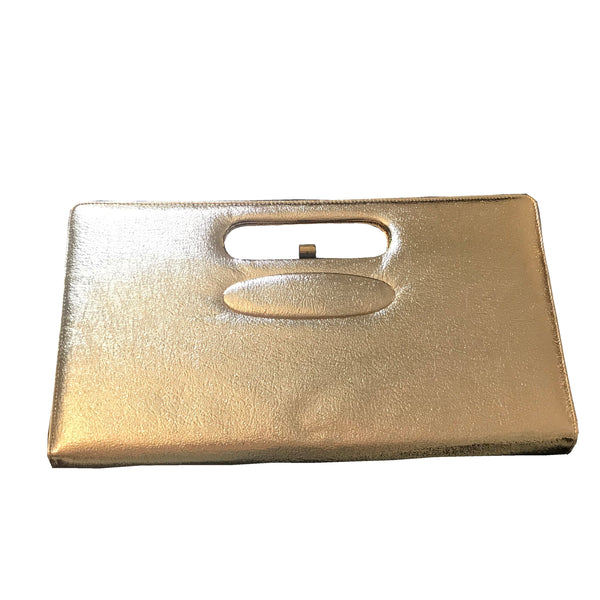 Vintage 1950s Gold Leather Clutch Bag