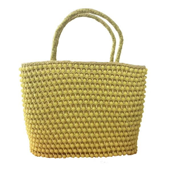 Vintage 1950s Yellow Beaded Top-Handle Bag