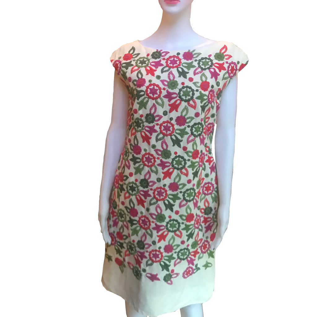 Rare Vintage 1960s Ben Reig Floral Shift Dress