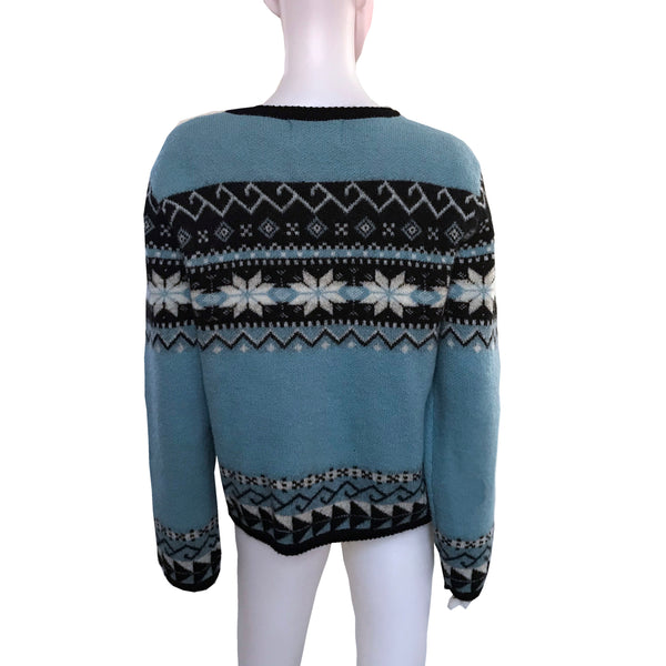 Vintage 1980s Fair Isle Wool Cardigan Sweater