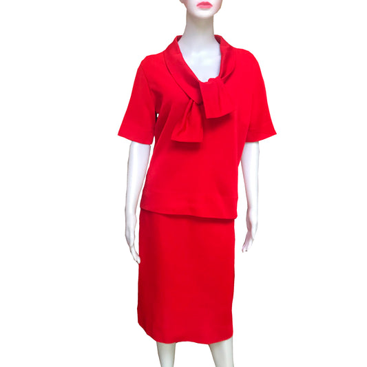 Vintage 1960s Kimberly Bright Orange Knit Suit