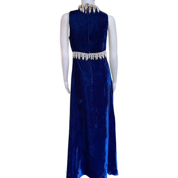 Vintage 1960s Blue Velvet Prom Dress with Bolero Jacket