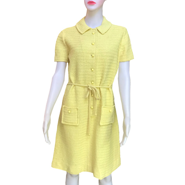 Vintage 1960s Yellow Dalton Knit Dress