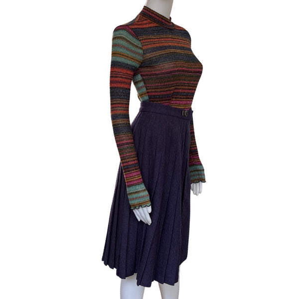 Vintage 1970s Pleated Wool Wrap Skirt