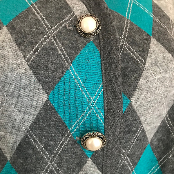 Vintage 1960s Argyle Sweater With Antique Buttons
