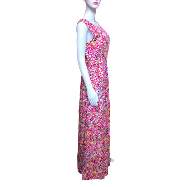 Vintage 1960s Floral Cotton Maxi Dress
