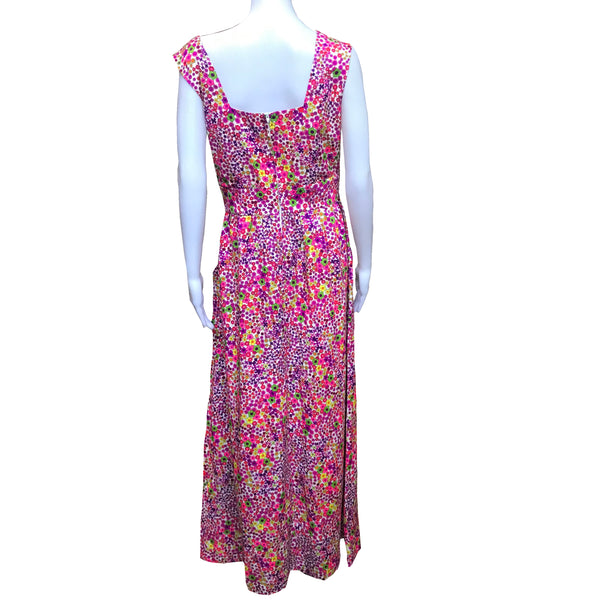 Vintage 1960s Floral Cotton Maxi Dress
