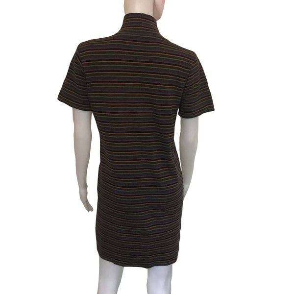Vintage 1960s Mod Striped Mock Turtleneck Mini-Dress