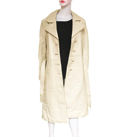 Vintage 1970s Taupe Colored Leather Trench Coat