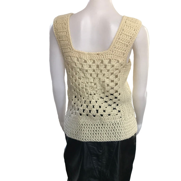 Vintage 1970s Crochet Sleeveless Sweater