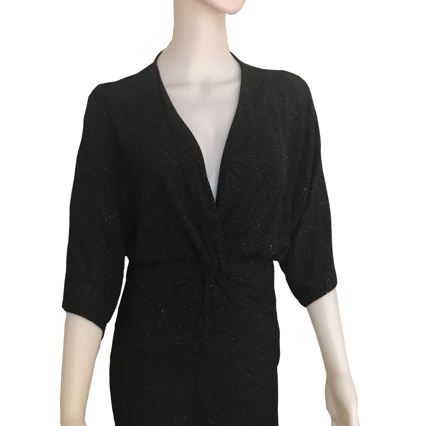 Vintage 1970s Black Dolman Sleeve Disco Dress