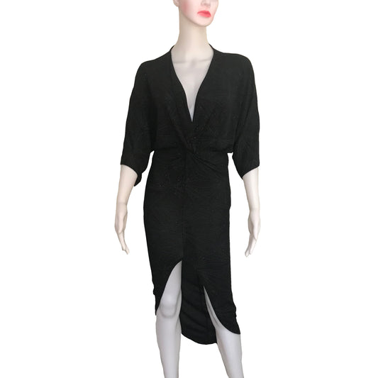 Vintage 1970s Black Dolman Sleeve Disco Dress