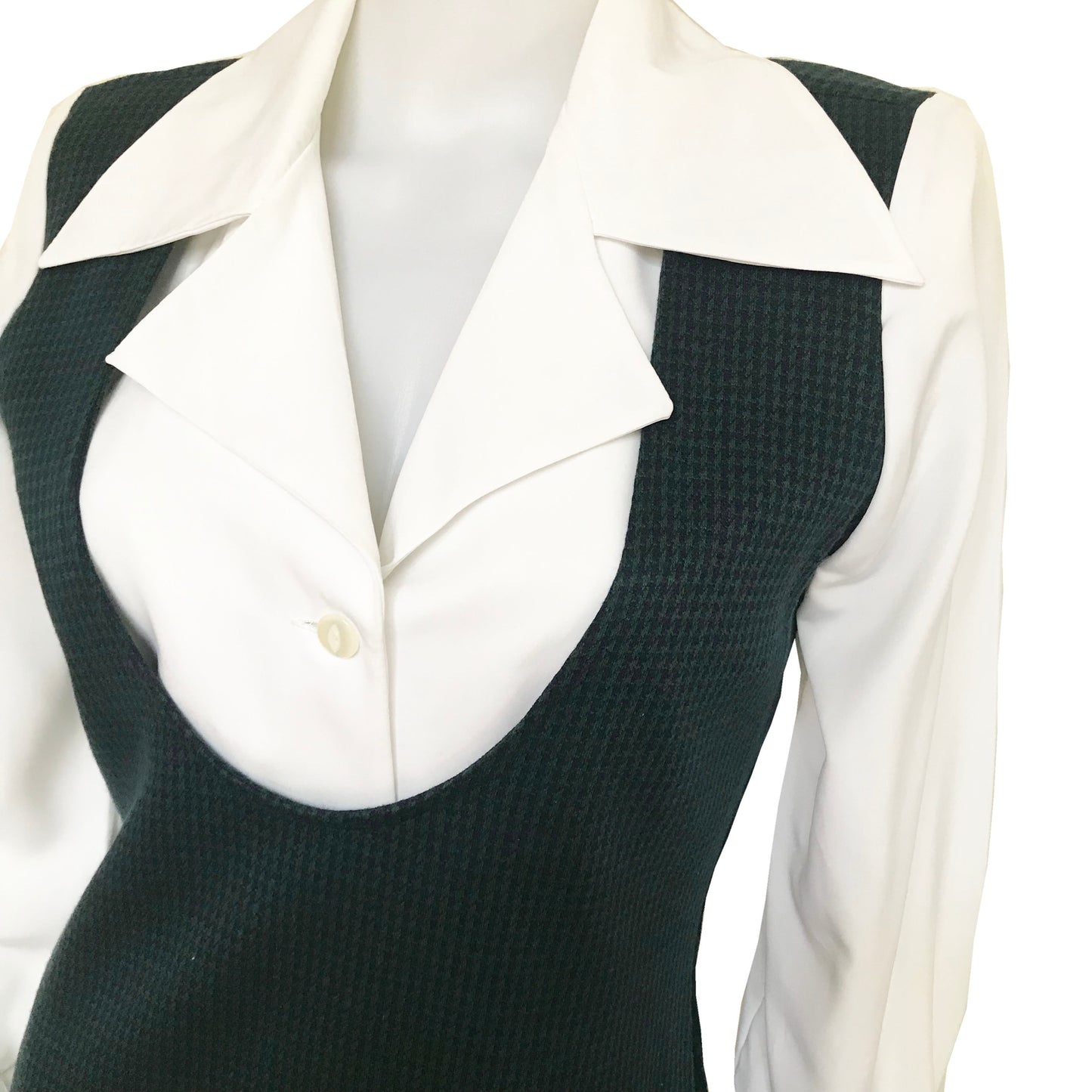 Vintage 1970s Houndstooth Jumper Dress