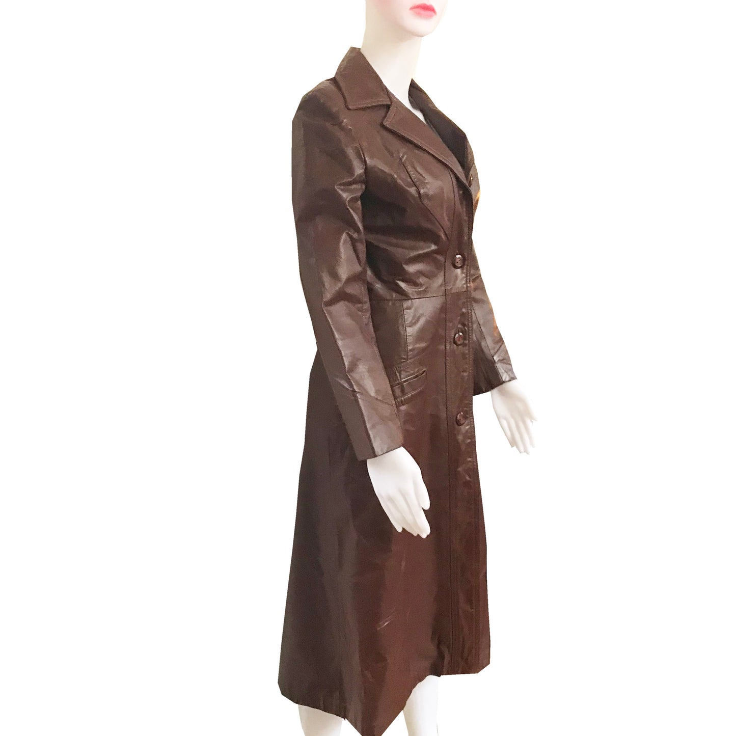 1970s Cognac Leather Trench Coat