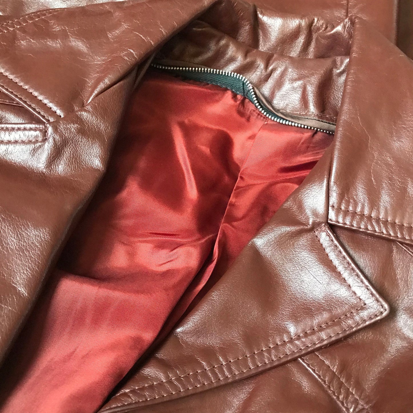 1970s Cognac Leather Trench Coat