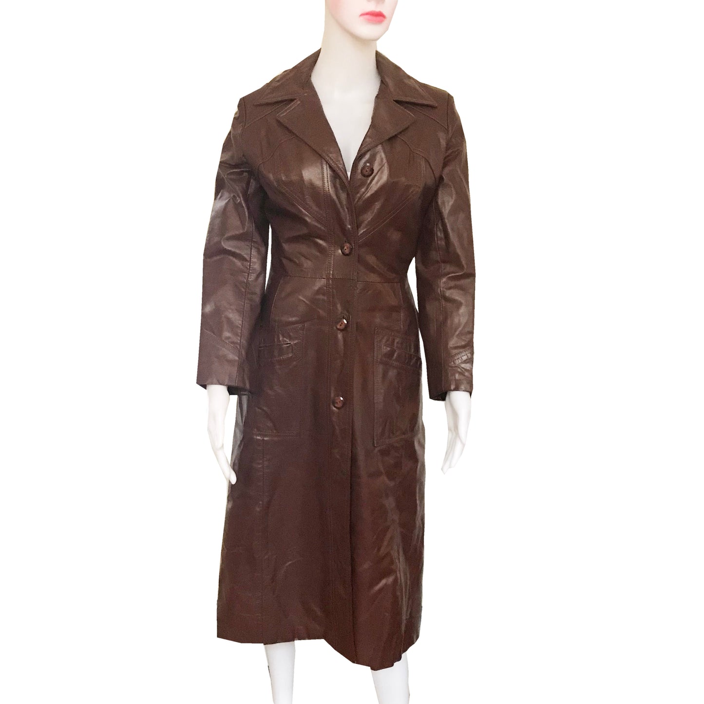 1970s Cognac Leather Trench Coat