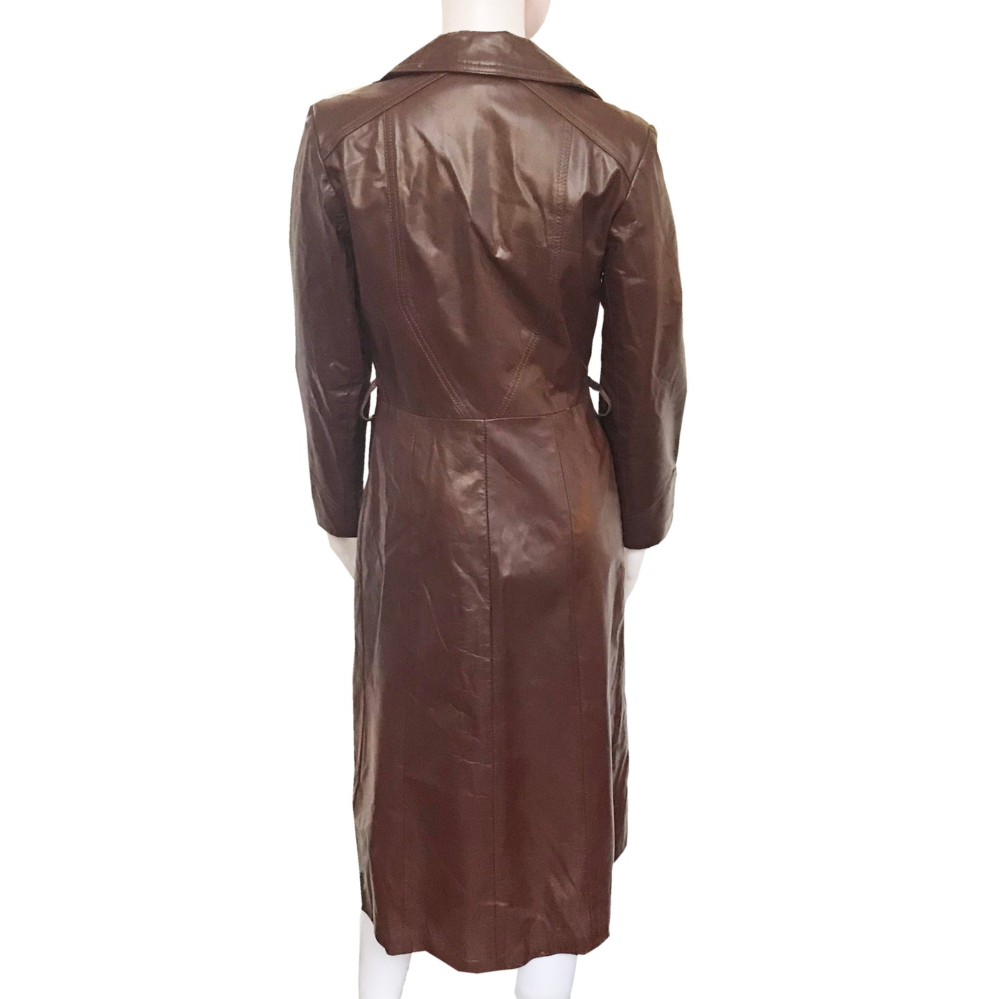 1970s Cognac Leather Trench Coat