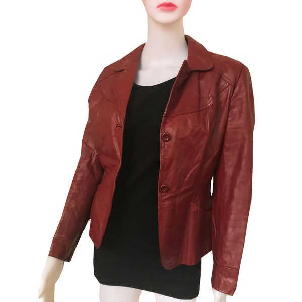 Vintage 1970s Burgundy Red Leather Jacket