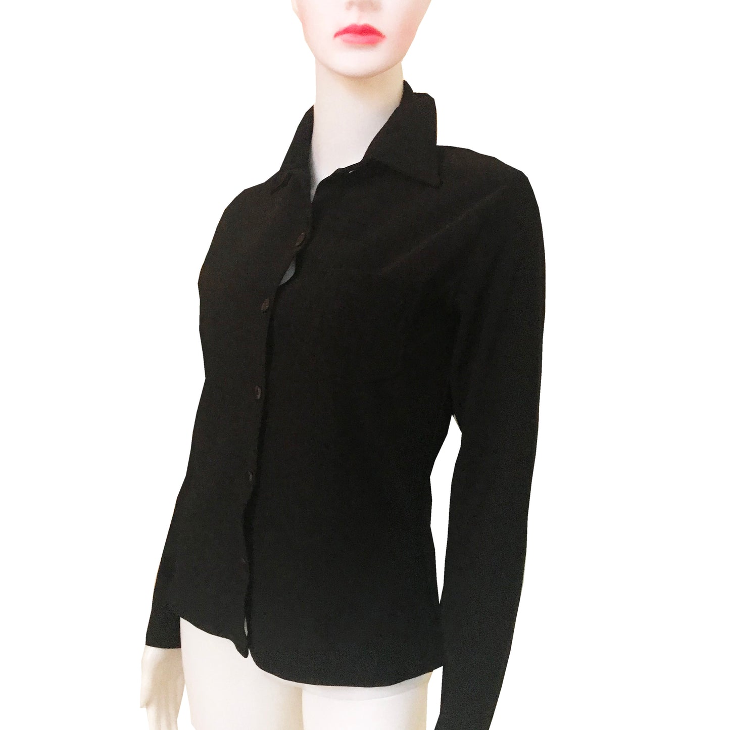 Vintage 1970s Black Button Down Blouse