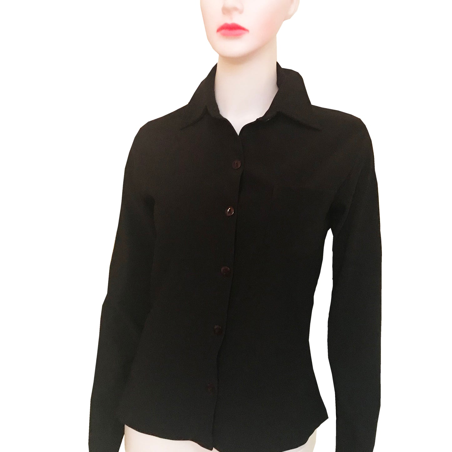 Vintage 1970s Black Button Down Blouse