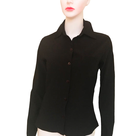 Vintage 1970s Black Button Down Blouse
