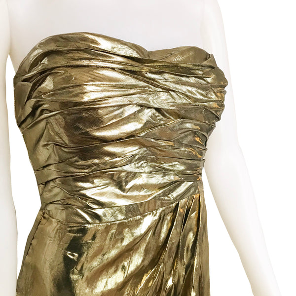 Vintage 1980s Jackie Bernard Gold Lame Dress