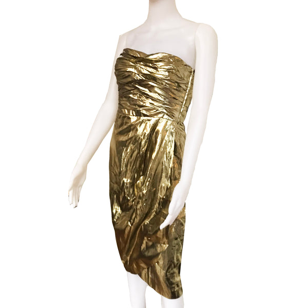 Vintage 1980s Jackie Bernard Gold Lame Dress