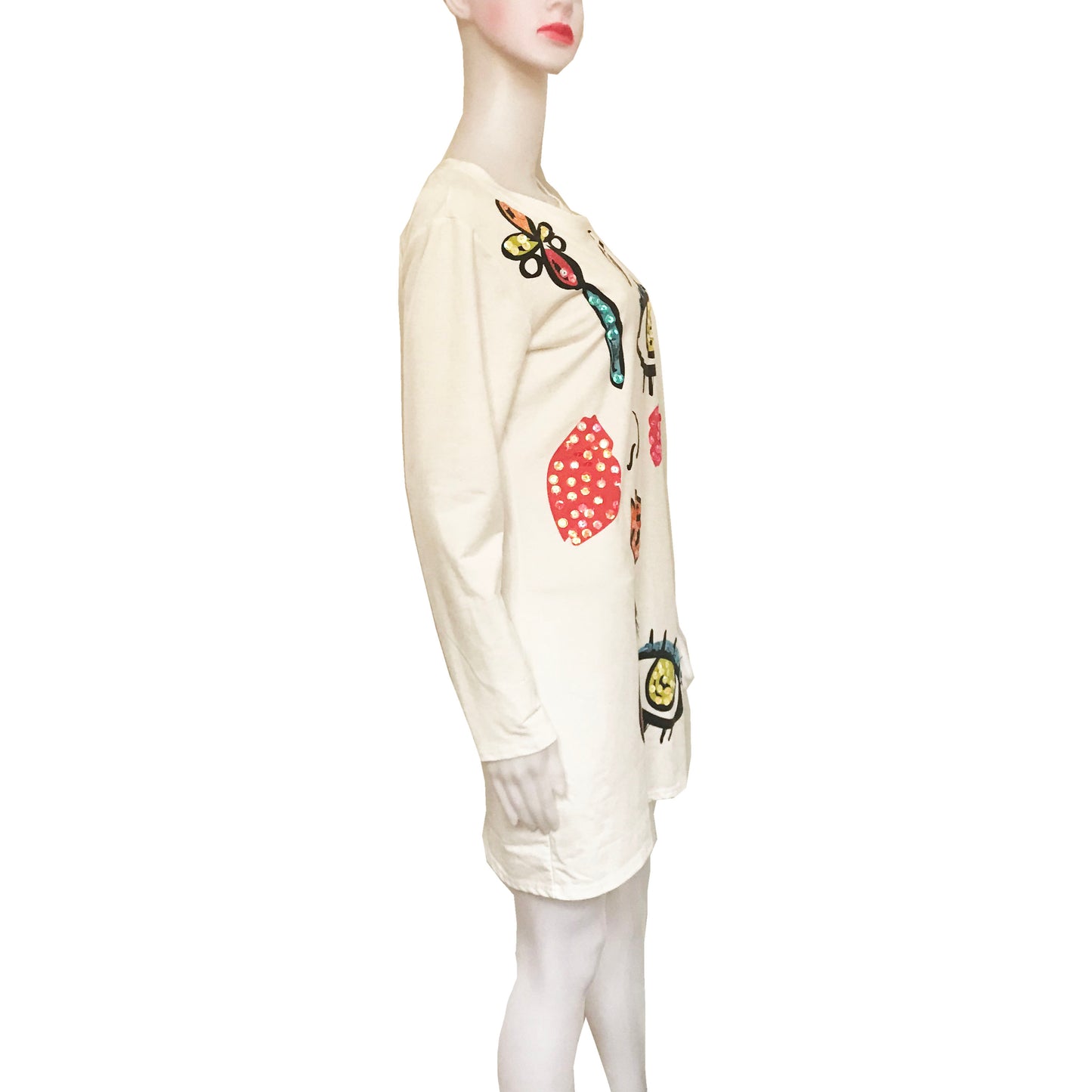 Vintage 1990s White Dress With Graphic Face Print