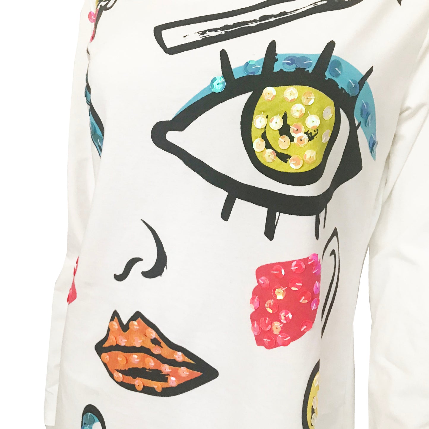Vintage 1990s White Dress With Graphic Face Print