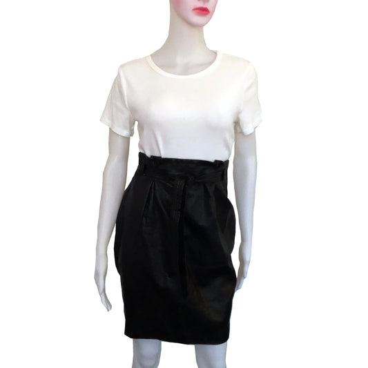 Vintage 1990s Black Pleather Skirt