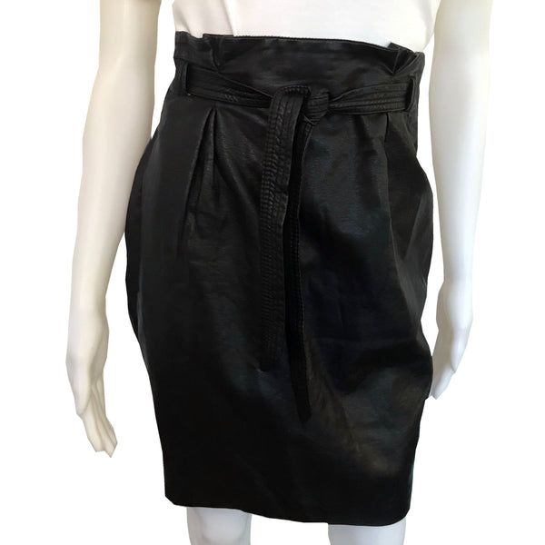 Vintage 1990s Black Pleather Skirt