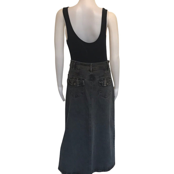 Vintage 1990s Grunge Style Denim Maxi Skirt