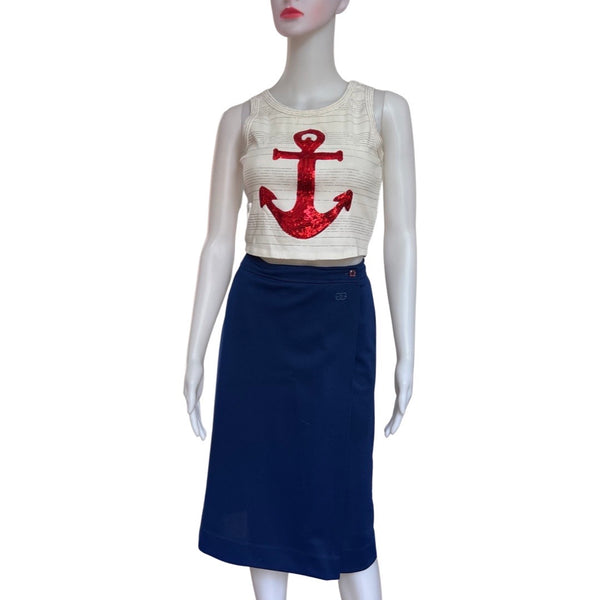 Vintage 1990s Sequined Sailor Crop Top