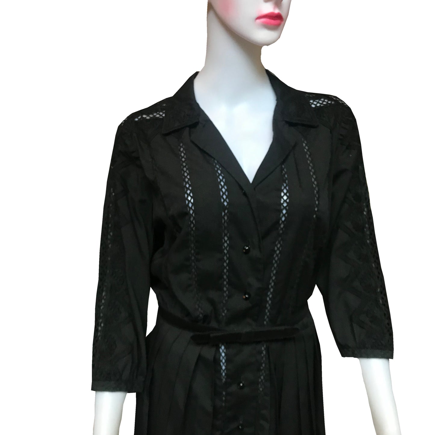 Vintage 1950s Carlye Black Eyelet Dress