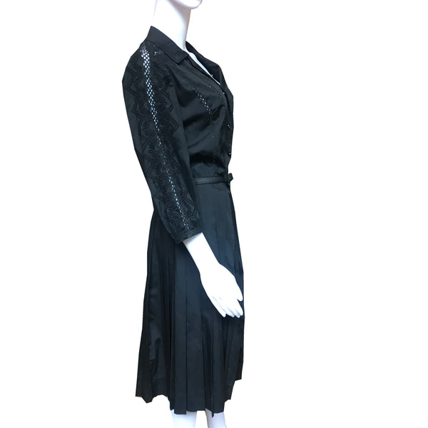 Vintage 1950s Carlye Black Eyelet Dress
