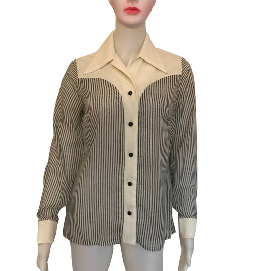 Vintage 1970s Melwine of Miami Striped Blouse