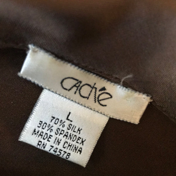 Vintage 1980s Caché Brown Silk Full Zip Sweater