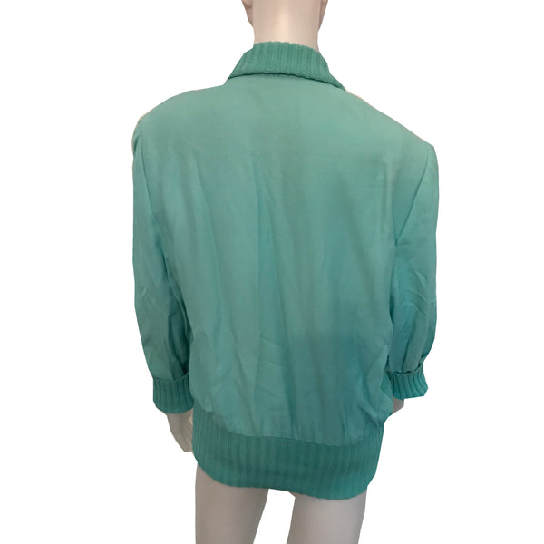 Vintage 1980s Caché Turquoise Crested Sweater