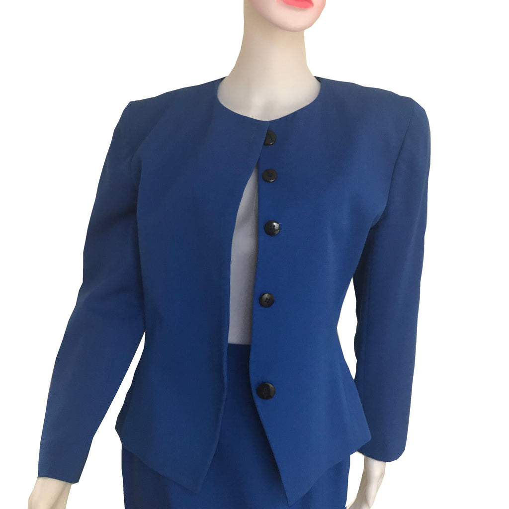 Vintage 1980s Christian Dior Blue Wool Skirt Suit – Shop Stylaphile Vintage