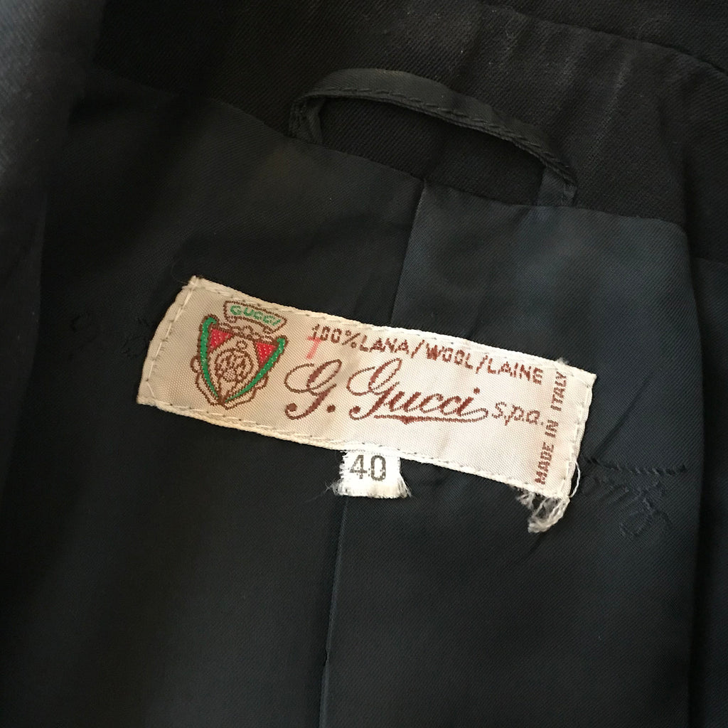 Vintage 1980s Gucci Black Wool Jacket With Leather Trim – Shop ...