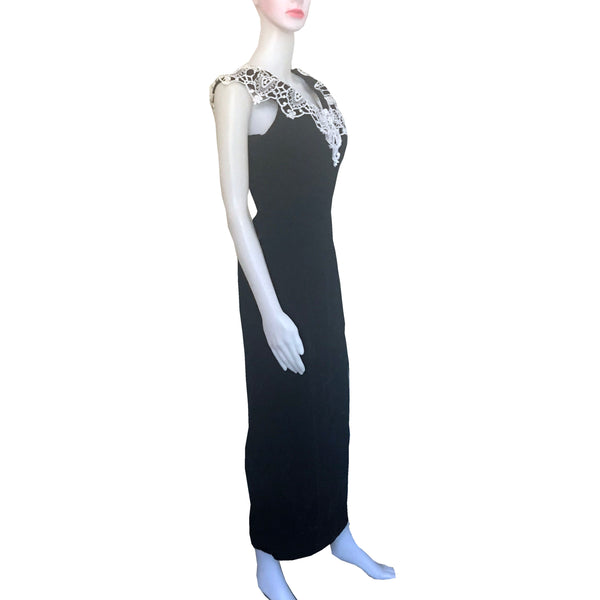 Vintage 1980s Gunne Sax Black Velvet Formal Dress