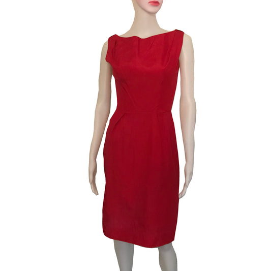 Vintage 1950s Lorrie Deb Red Satin Wiggle Dress