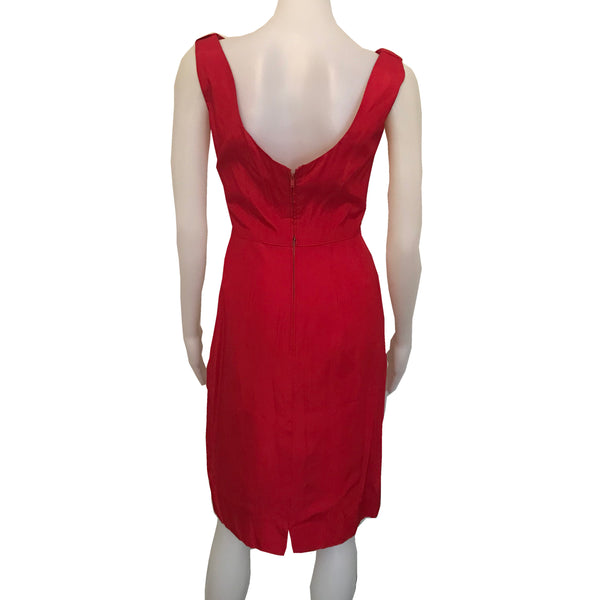 Vintage 1950s Lorrie Deb Red Satin Wiggle Dress